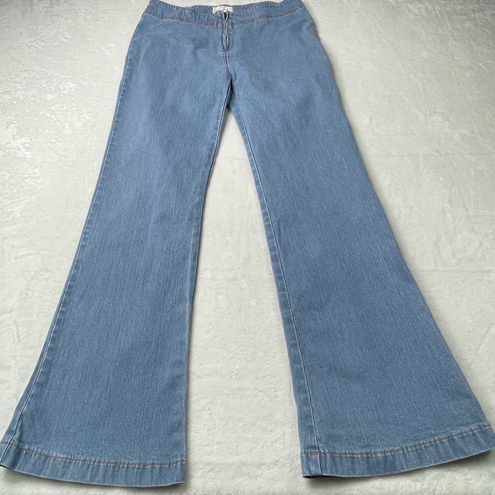 Soft Surroundings Women Light Wash Flare Leg High Rise Zip Front Jeans Medium